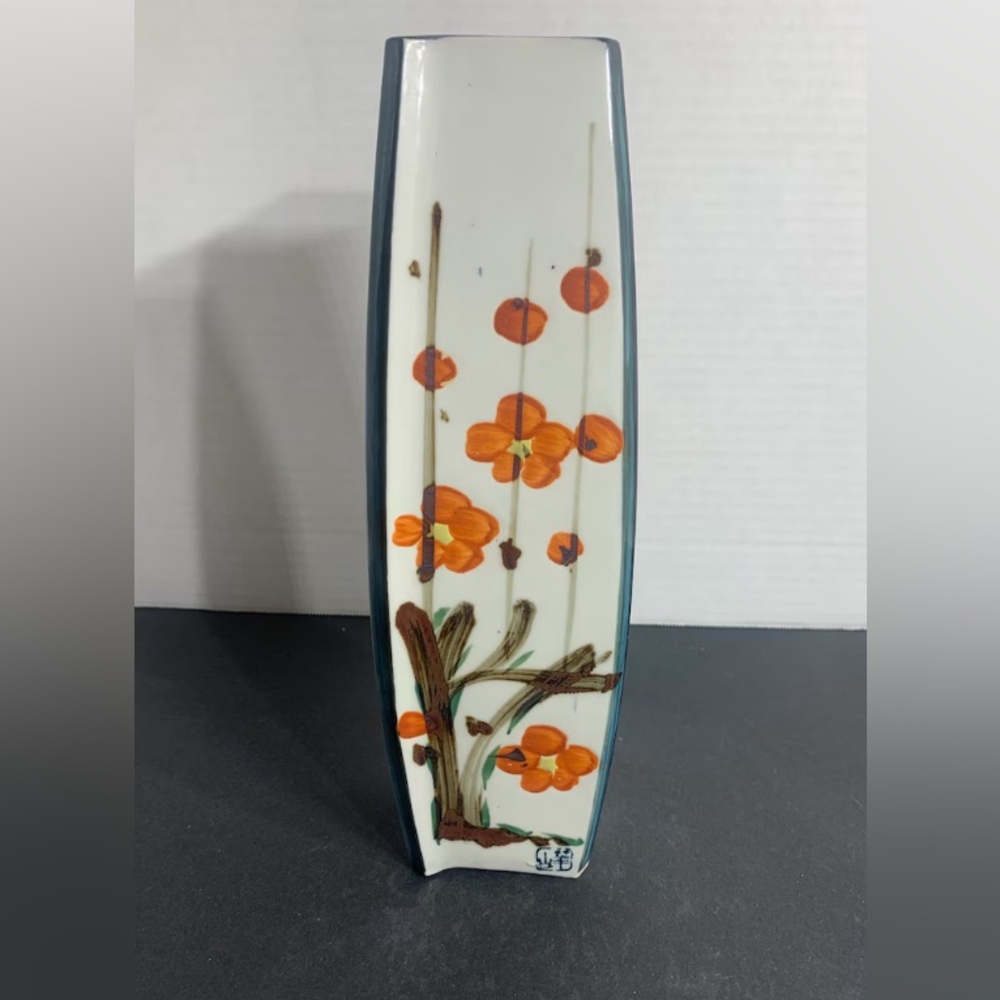 Vintage Seymour Mann floral 12” hand painted orange flowers made in Japan